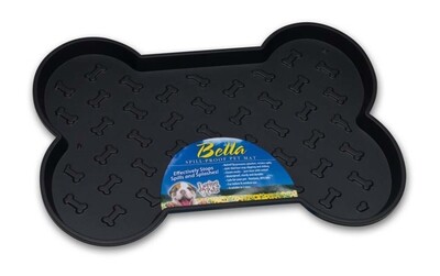Loving Pets Spill-Proof Bone Shaped Dog Mat - Black