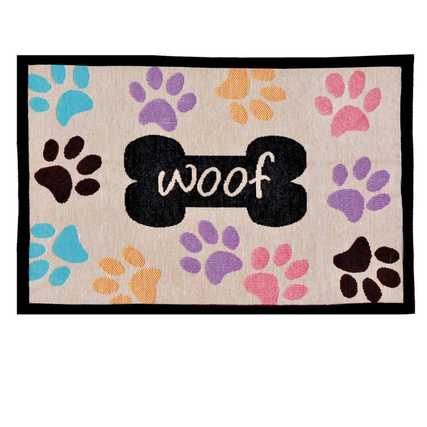 Loving Pets Fashion Mat Woof With Multi Paws - Multi-Color