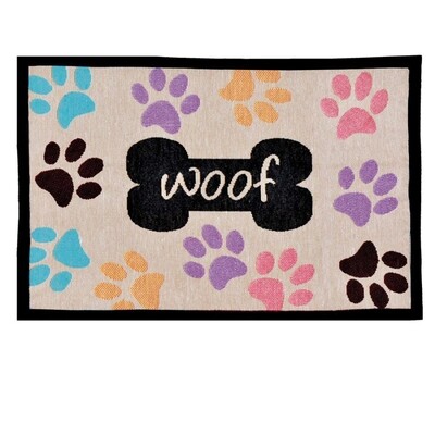Loving Pets Fashion Mat Woof With Multi Paws - Multi-Color