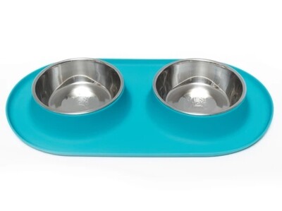 Messy Mutts Double Feeder - Blue