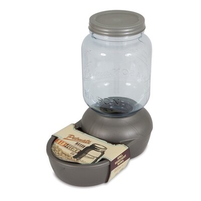 Petmate Mason Gravity Feeder Soda Glass - Charcoal Clear