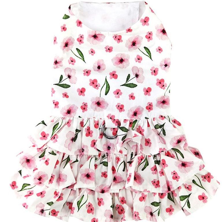 Spring Wildflower Dog Dress with Matching Leash