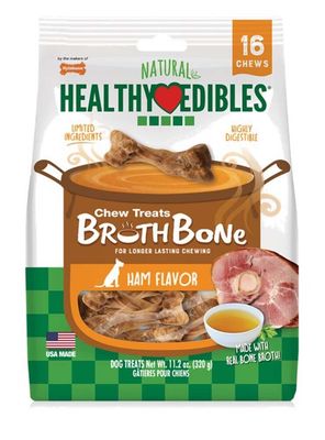 Nylabone Healthy Edibles Broth Bone All Natural Dog Treats Made With Real Bone Broth 16 Count