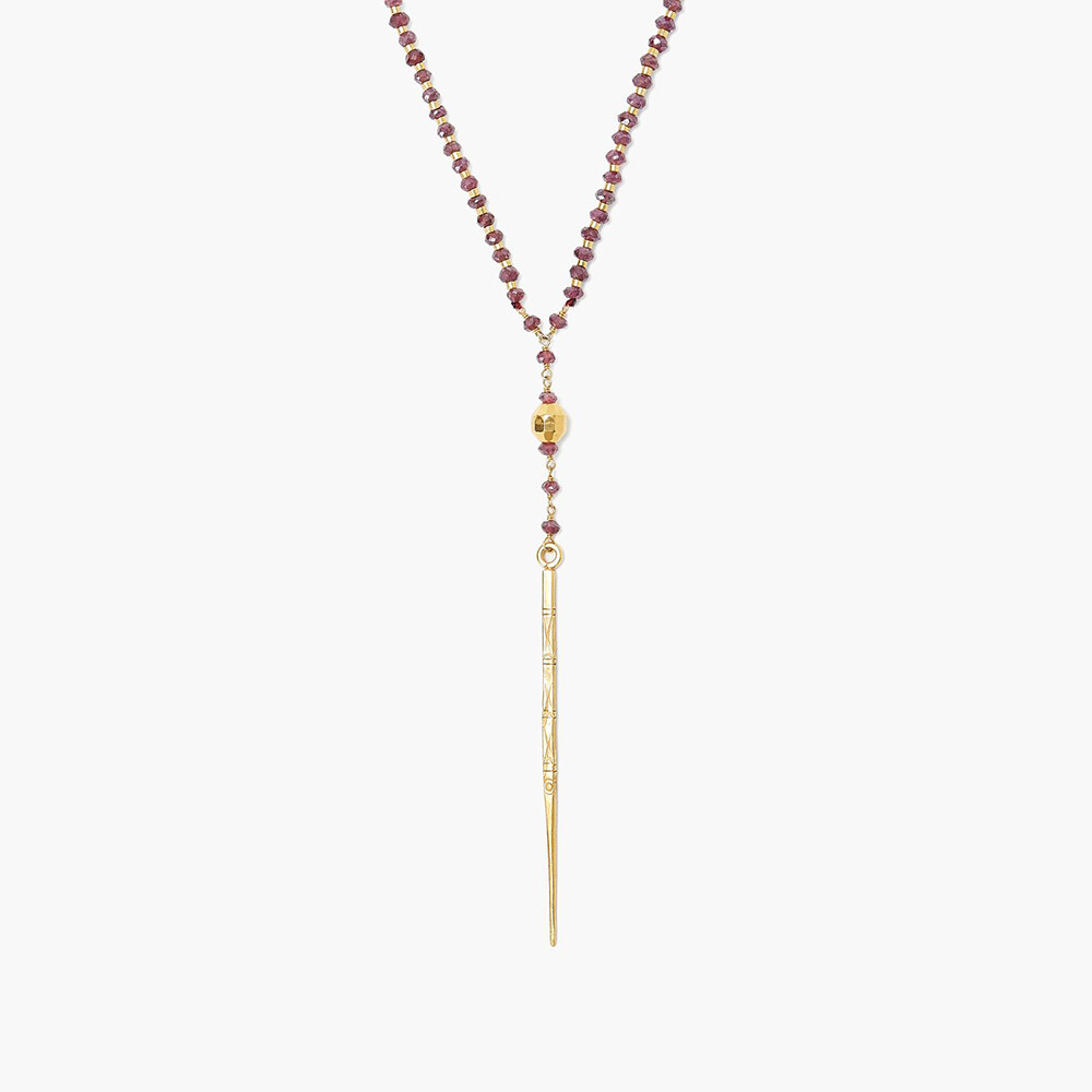 Chan Luu Mystic Garnet and Gold Dagger Necklace