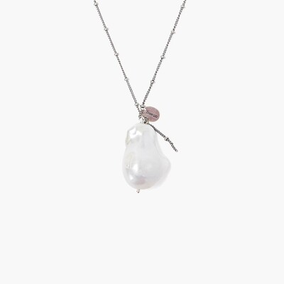 Chan Luu Baroque White Pearl Silver Satellite Necklace