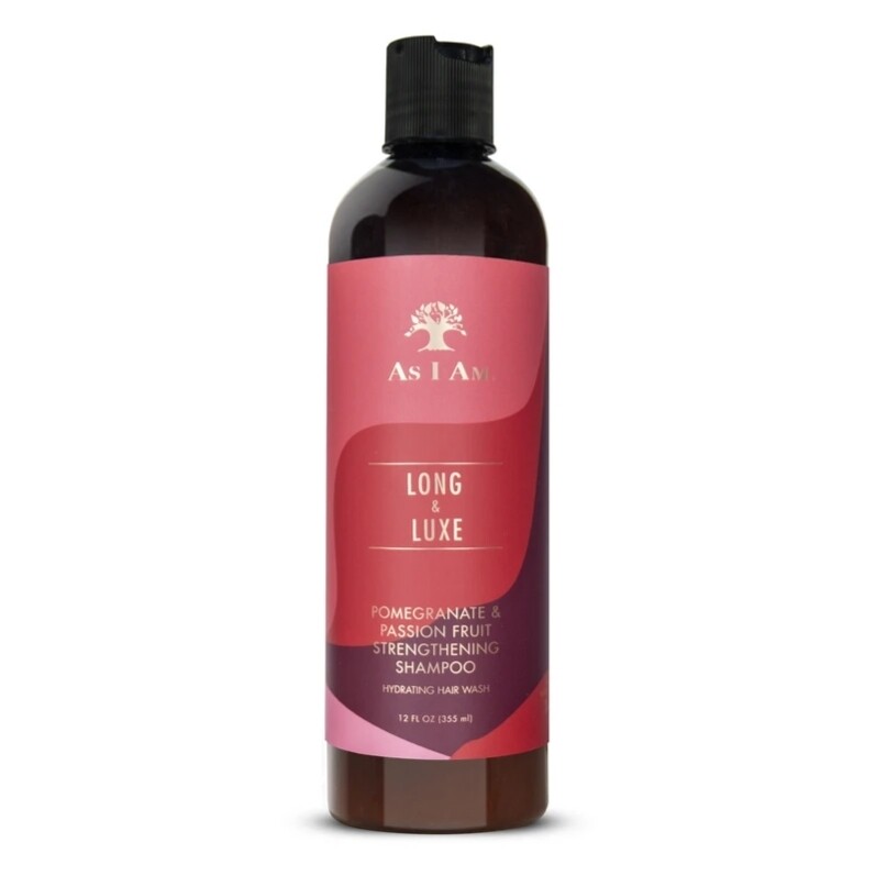 AS I AM LONG AND LUXE POMEGRANATE &amp; PASSION FRUIT STRENGTHENING SHAMPOO 12oz