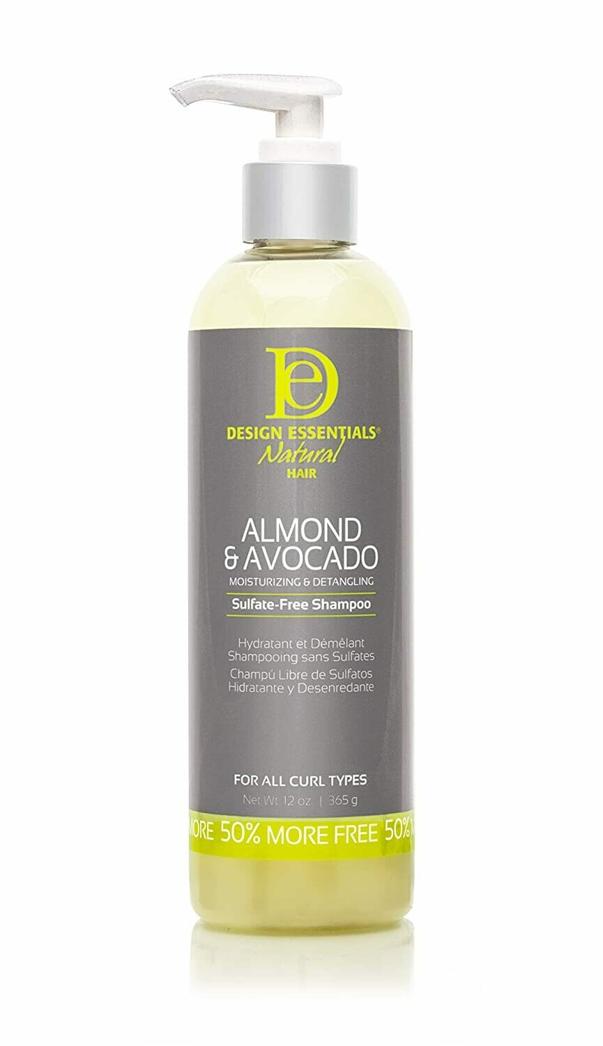 Design Essentials Natural Almond &amp; Avocado Moisturizing &amp; Detangling Sulfate-Free Shampoo 12oz