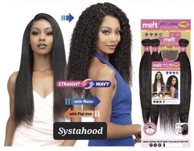 Janet Melt 100% Natural Virgin Indian Wet &amp; Wavy Water Wave 3pcs 20&quot;20&quot;20&quot; - 4×4 HD Free Part - Natural