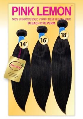 Pink Lemon 100% 13A Unprocessed Virgin Remy Human Hair Bundle Multi Pack Straight 10&quot;12&quot;14&quot; - Natural