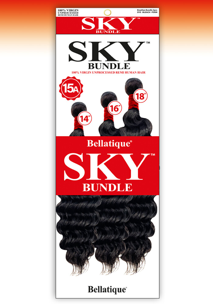 Bellatique Sky Bundle 100% Virgin Unprocessed Remi Human Hair Multi Pack Deep Wave 10"12"14" - Natural