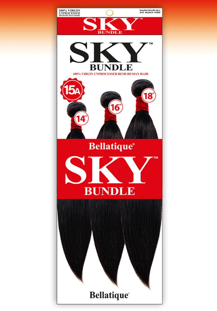 Bellatique Sky Bundle 100% 15A Virgin Unprocessed Remi Human Hair Multi 3pcs 10"12"14" Straight - Natural