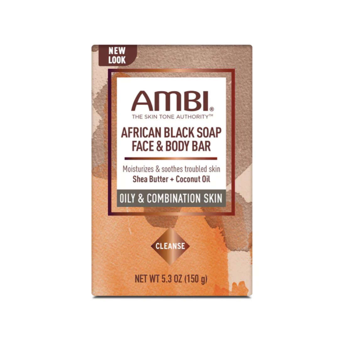 Ambi African Black Soap Face & Body Bar 5.3oz - Oily & Combination Skin