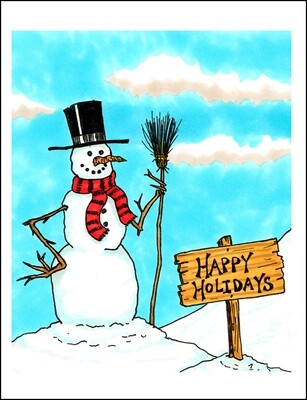 Happy Holidays Snowman - Single Card