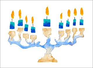 Watercolor Menorah - Boxed Cards