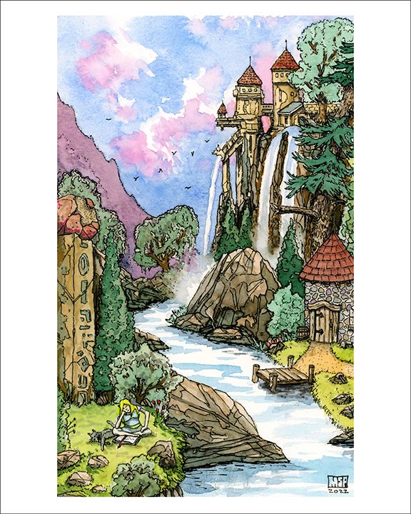 Reading By The River - Print