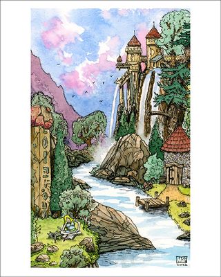 Reading By The River - Print