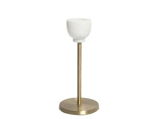 Marble & Brass Candle Stick Holder 6"