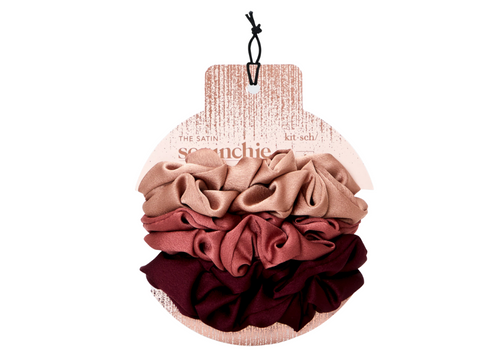 Holiday Satin Scrunchies 6pc - Mulberry Spice