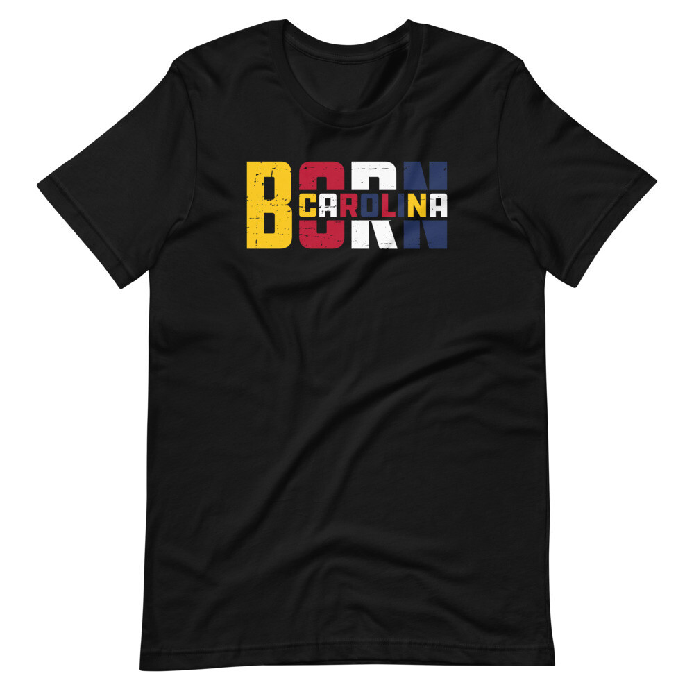 Carolina Born (North Carolina Flag) Short-Sleeve Unisex T-Shirt, Color: Black, Size: XS