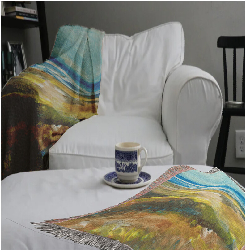 'Serenity Seascape' 100% Recycled Cotton Woven Eco Blanket