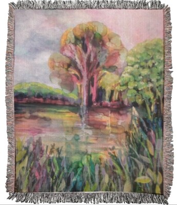 'Aquarelle Lakeside' 100% Recycled Cotton Woven Eco Blanket 'Aquarelle Lakeside' 100% Recycled Cotton Woven Eco Blanket