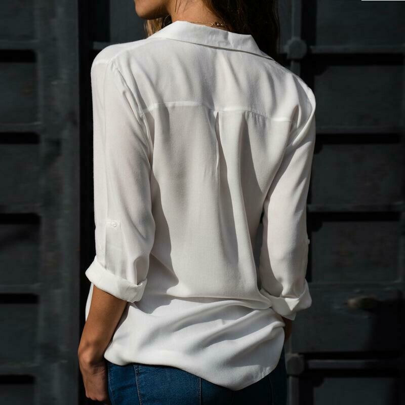 Women Blouses Long Sleeve Turn Down Collar Office Shirt Casual Tops Plus Size Blusas Femininas