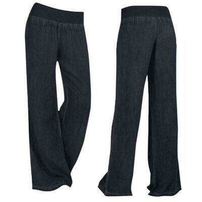 Women Casual High Waist Elastic Denim Wide Leg Palazzo Pants Jeans