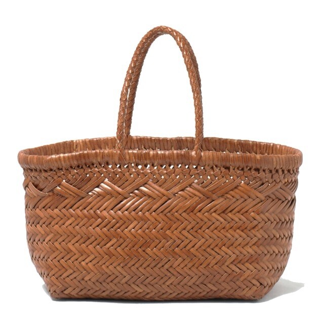 Woven leather tote bag Bamboo style in leather