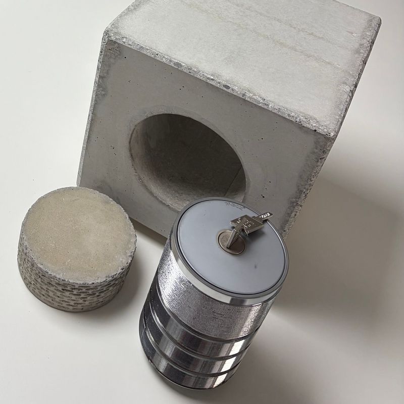 safemo-tube L 104/150, rd. Wandtresor Typ W-BOX. Inklusive passendem safemo-cube Montageelement aus Beton, Aussparung D130 mm, ohne Innenrohr / Format 8DF-240, LxBxH= 240x240x238 mm safemo-tube L 104/150, rd. Wandtresor Typ W-BOX. Inklusive passendem safemo-cube Montageelement aus Beton, Aussparung D130 mm, ohne Innenrohr / Format 8DF-240, LxBxH= 240x240x238 mm