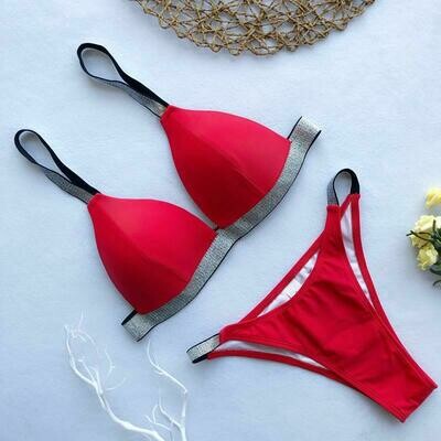 MT SPORTS Women&#39;s Patchwork Bikini Set Two Piece Swimsuit Filled Bra Swimwear