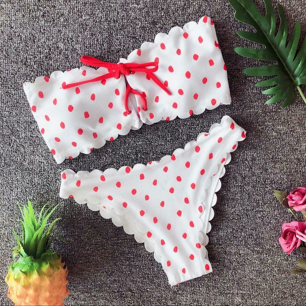 Jay Women Sexy Wave Point Beach Bikini Set Swimwear