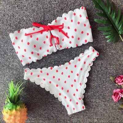 Jay Women Sexy Wave Point Beach Bikini Set Swimwear