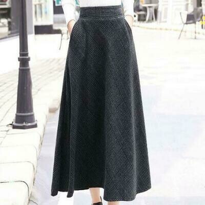 Women&#39;s Fashion Autumn and Winter Casual Solid Color Long Skirts
