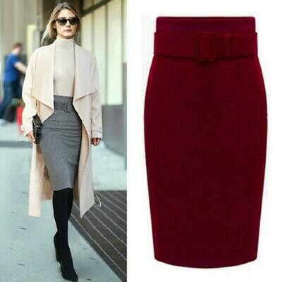 Autumn Winter Thickening Women Solid Skirt Mid-length Woolen Skirt Warm Slim Pencil Skirt OL Skirt