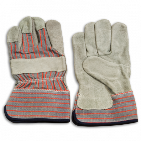 Leather Palm Gloves - Red and Gray