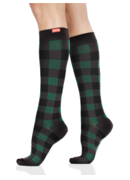 VIMandVIGR Compression Knee High Sock-Montana Plaid: Forest &amp; Black