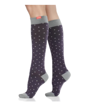 VIMandVIGR Compression Knee High Sock-Petite Dot Eggplant