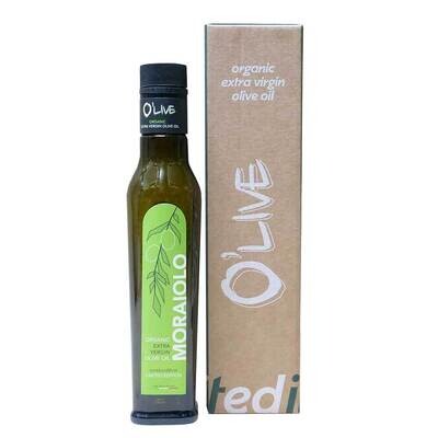 Bottiglia 0,25 Lt Olio Extravergine d'oliva biologico O'live - 100% MORAIOLO Raccolta 2022