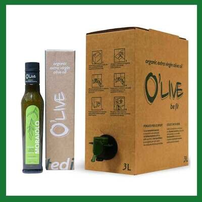 Offerta REGALO SPECIAL | Bag-in-Box 3 Lt Olio EVO + Bottiglia 250 ml Moraiolo - Raccolta 2022