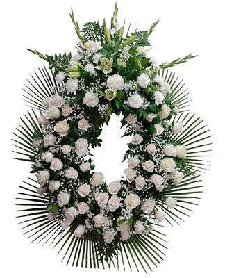 Corona Funeraria de Rosas Blancas
