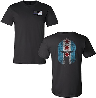 Spartan Chicago Flag Black T-Shirt