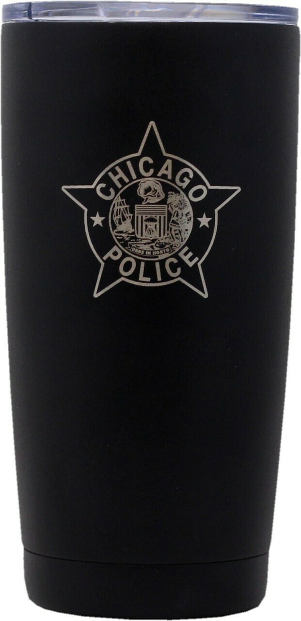CPD Tumbler Laser Etched Black W/Clear Lid 20oz. 13723