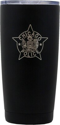 CPD Tumbler Laser Etched Black W/Clear Lid 20oz. 13723