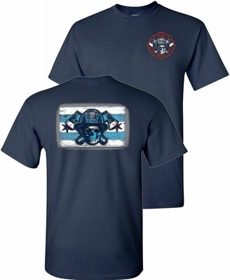 Chicago Fire Department Skull with Flag T-shirt