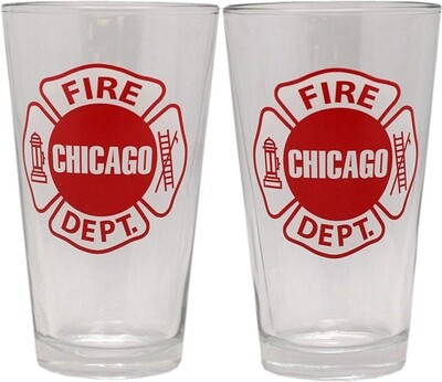 Chicago Fire Department Pint Glass Set Of 2 Maltese