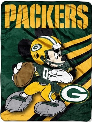 Green Bay Packers Throw Blanket with Mickey Mouse