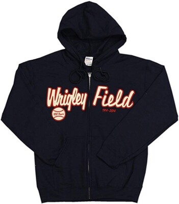 Wrigley Field Full Zip Hooded Sweatshirt with Felt 100 Years