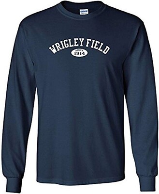 Wrigley Field Chicago Gildan Heavy Cotton Navy Long Sleeve T-Shirt