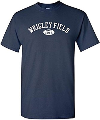 Wrigley Field Chicago Gildan Heavy Cotton Navy Blue T-Shirt