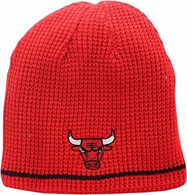 Chicago Bulls Skull Knit Hat Reversible Logo Block 2 Color Red
